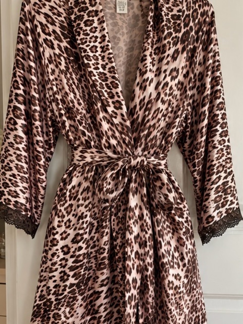 In Bloom by Jonquil Blush Animal Print Satin Robe – XS/S